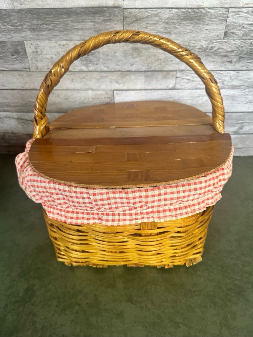 RARE Vintage 1970s Wicker Picnic Basket Set - 95% Complete Service for 4 Retro
